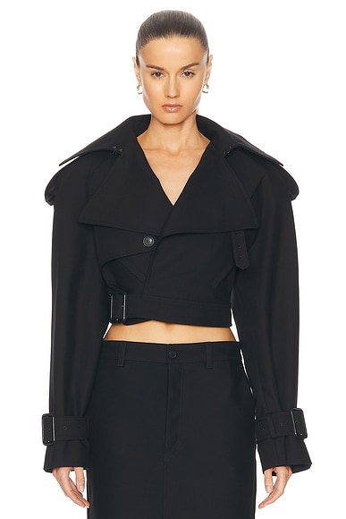 WARDROBE.NYC Cropped Trench in Black