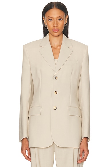 WARDROBE.NYC Light Longline Blazer in Sand