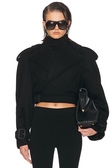 WARDROBE.NYC Evening Trench Jacket in Black