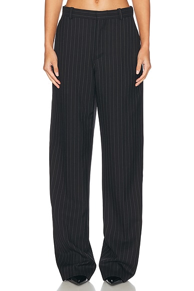 WARDROBE.NYC Straight Leg Pant in Black Pinstripe