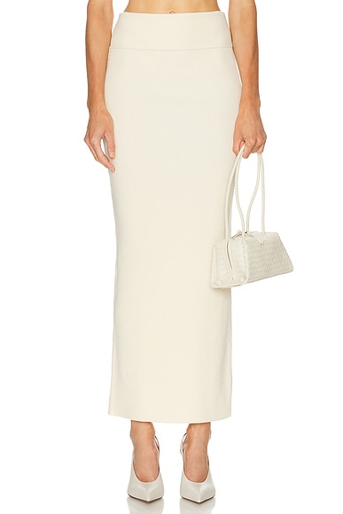 WARDROBE.NYC Knit Column Skirt in Cream