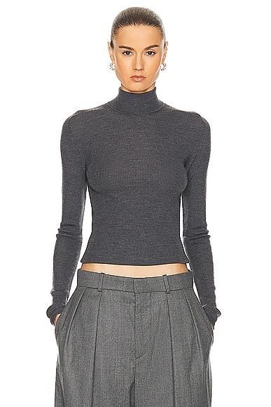 WARDROBE.NYC Turtleneck Top in Charcoal