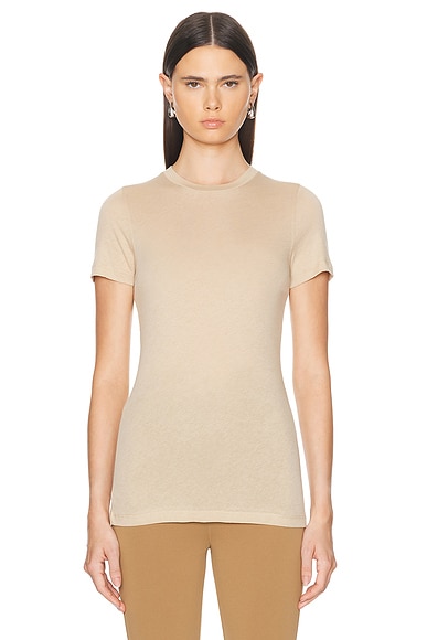 Fitted Short Sleeve Top in Beige