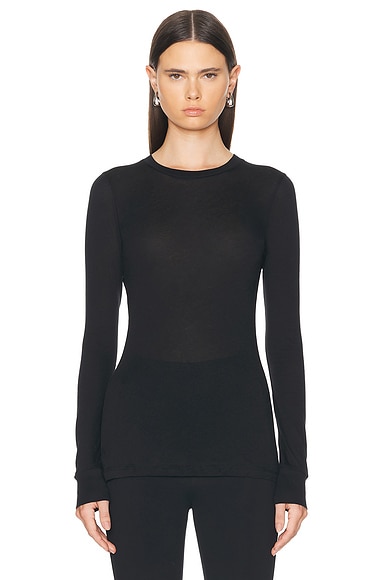 Fitted Long Sleeve Top in Black