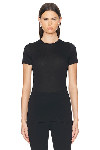 Fitted Short Sleeve Top in Black
