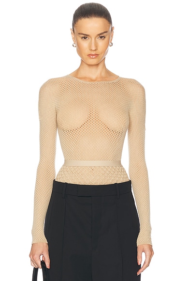WARDROBE.NYC x Rosie Huntington-Whiteley RHW Web Bodysuit in Sahara