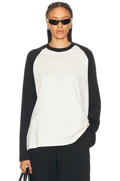 WARDROBE.NYC Raglan Tee in Black & Dove