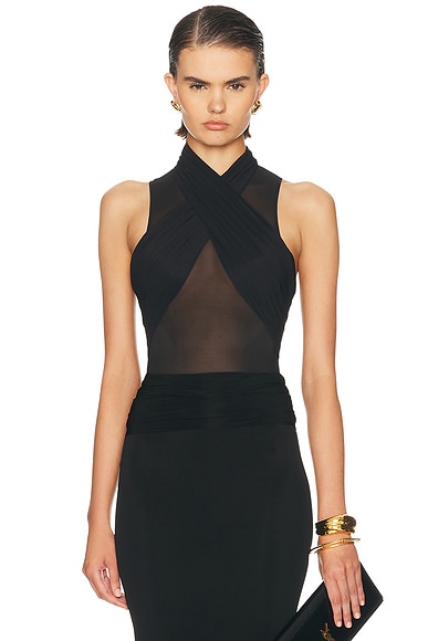 WARDROBE.NYC Translucent Tank Bodysuit in Black