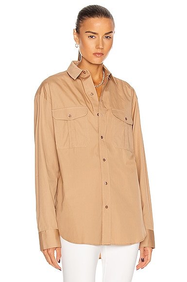 Vegan Leather Snap-Front Utility Shirt