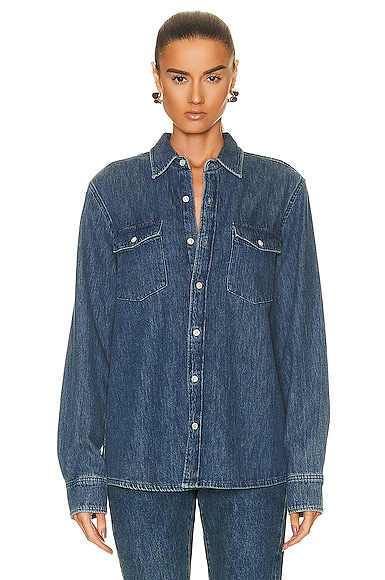 Shop Wardrobe.nyc Denim Shirt In Indigo