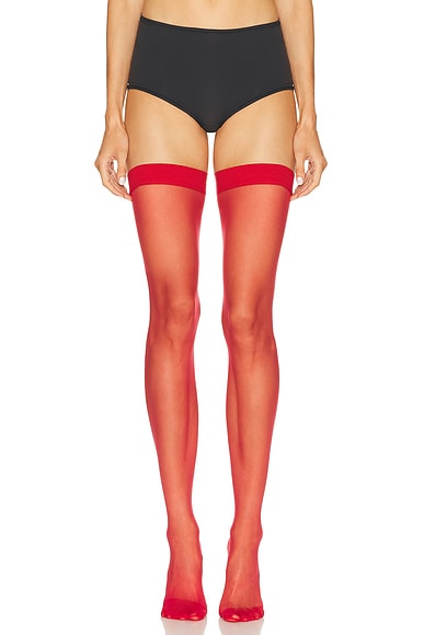 Wolford Individual 10 Stay Up Tights in Racing Red