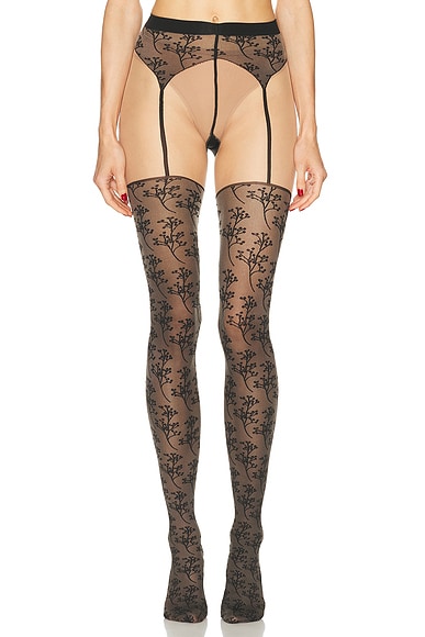 Wolford Passion Flower Tights in Fairly Light & Black