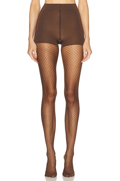 Wolford Control Dots Tights in Umber