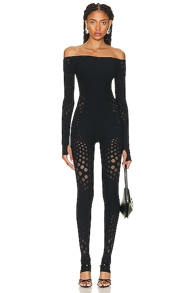 Wolford Dots Illusion Net Jumpsuit in Black | FWRD
