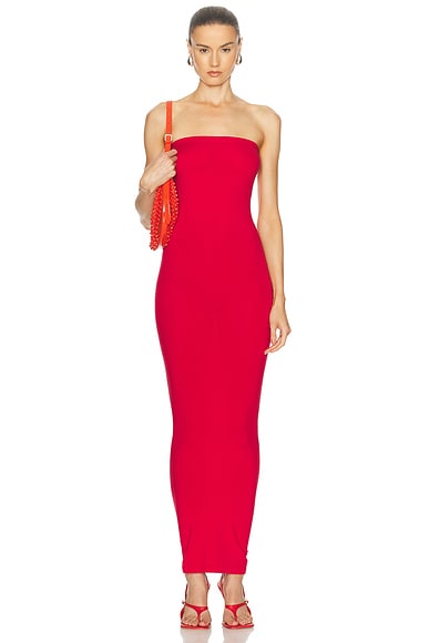 Helsa The S Curve Dress With Bow in Lipstick Red FWRD