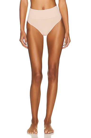 Wolford 40gg Seamless High Waist Thong in Clay