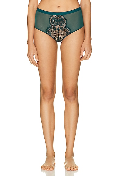 Wolford Belle Fleur Shaping Brief In Emerald