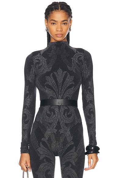 x Etro Metallic Jacquard Bodysuit