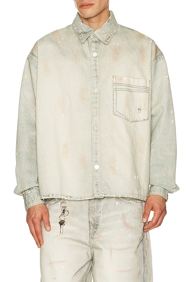 Won Hundred Maza Printed Denim Shirt in Digital Printed