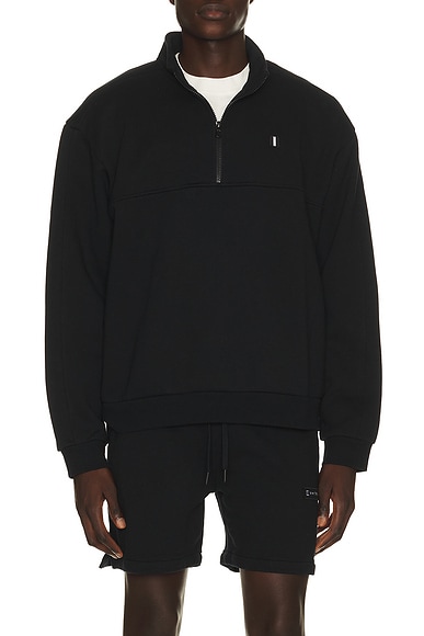 Whitespace Quarter Zip Sweatshirt in Black