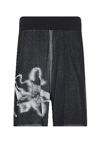 Shop Y-3 Gfx Knit Shorts In Black & White