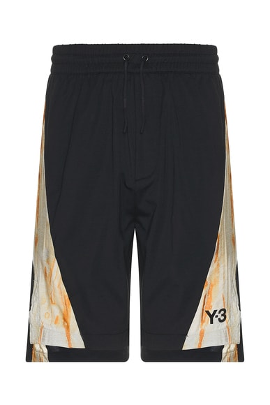 Y-3 Yohji Yamamoto Rust Dye Shorts in Black & Camo