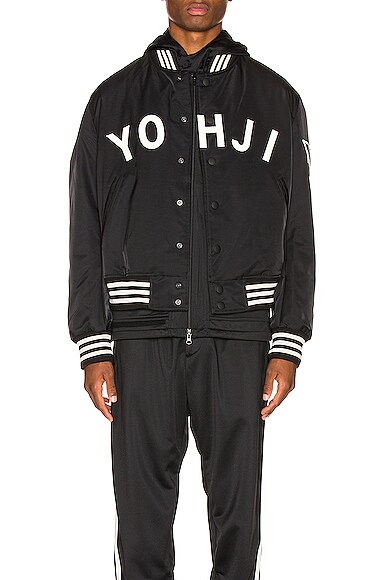 Y 3 Yohji Yamamoto Yohji Letters Bombers in Black Ecru FWRD