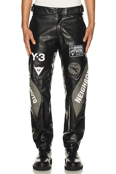 Y-3 Yohji Yamamoto x NBHD Moto Leather Pants in Black