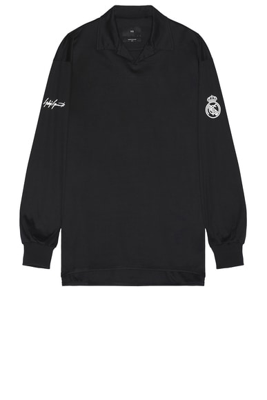 Shop Y-3 X Real Madrid Long Sleeve Polo In Black