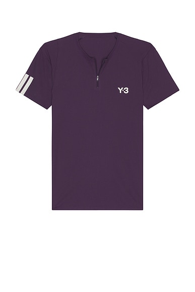 Y-3 Yohji Yamamoto Tennis Capsule Tennis Freelift Zip Pro Tee in Aurora Plum