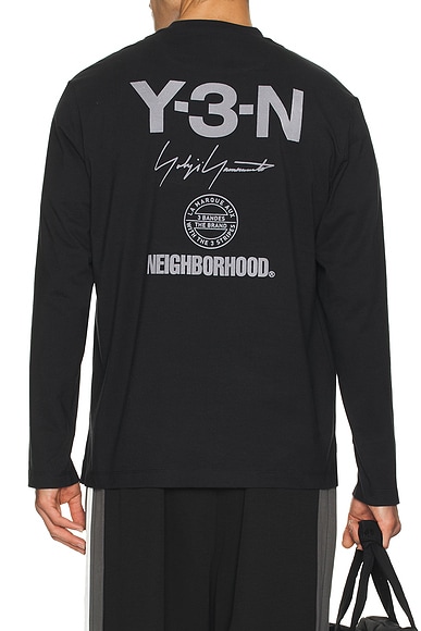 Y-3 Yohji Yamamoto x NBHD Logo Long Sleeve Tee in Black