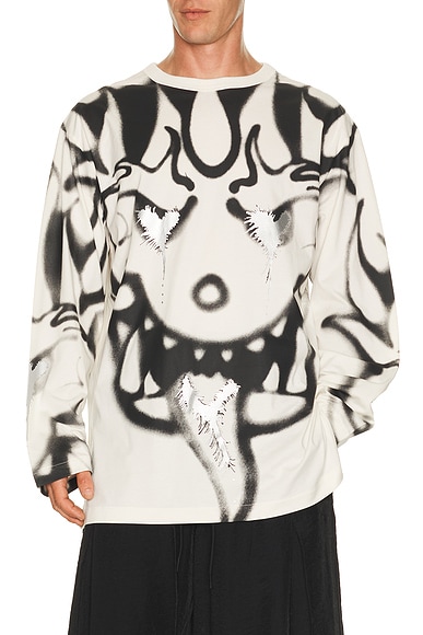 Y-3 Aop Gfx Long Sleeve in Cloud White
