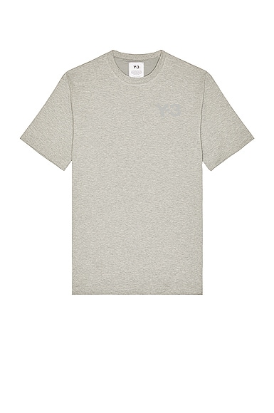Y-3 Yohji Yamamoto Chest Logo Short Sleeve Tee in Medium Grey Heather