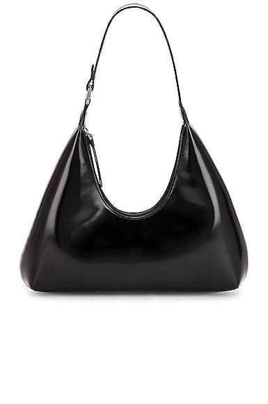 BY FAR Amber Semi Patent Leather Bag in Black