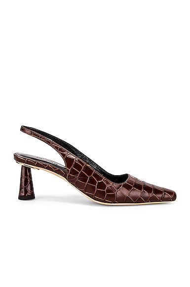 Diana Nutella Croco Embossed Leather Heel