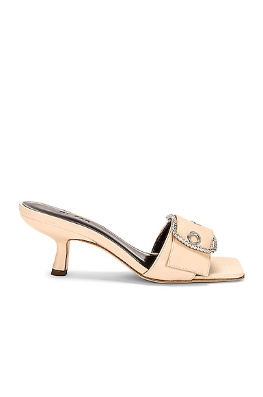 BY FAR Davina Nappa Leather Mule in Nude