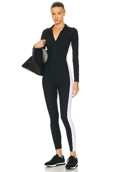 YEAR OF OURS Thermal Ski Onesie Jumpsuit in Black & White