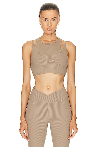 Year Of Ours Ribbed Wrap Bra In Caribou
