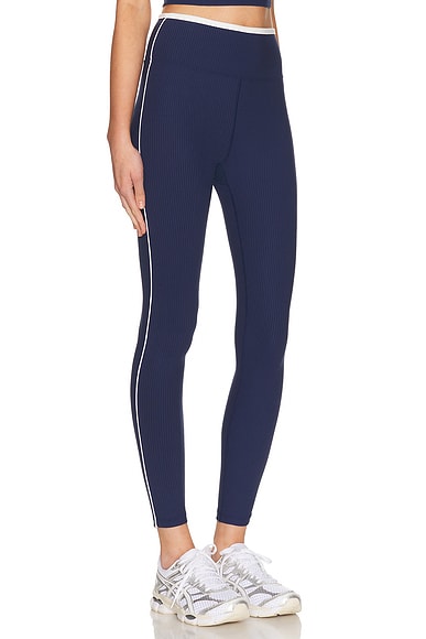 YEAR OF OURS Ribbed Track Legging in Navy & White