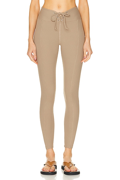 Ribbed Football Legging in Taupe