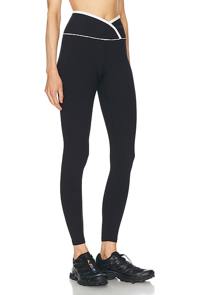 Year Of Ours Ribbed Two Tone Veronica Legging In Black & White