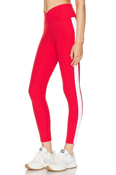 alo Airlift High Waisted Car Club Legging in Classic Red White FWRD