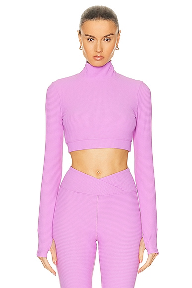 YEAR OF OURS Drift Turtleneck Top in Mauve