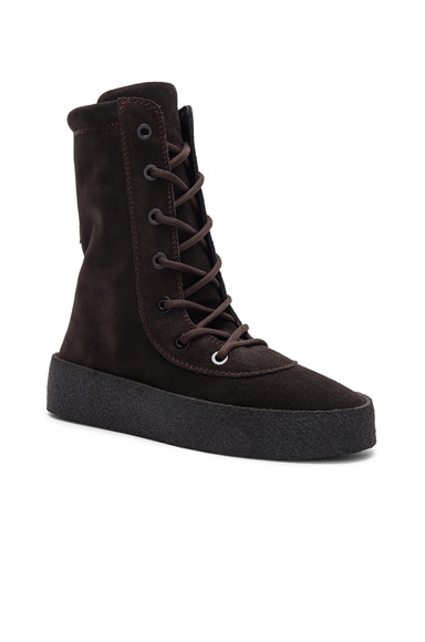 YEEZY Season 4 Suede Crepe Boots in Oil | FWRD