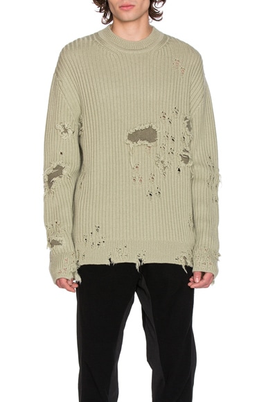 Destroyed Military Rib Sweater