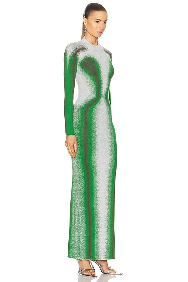 Shop Y/project Gradient Knit Long Sleeve Dress In Green