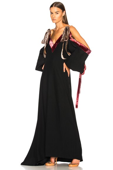 for FWRD Velvet Dress with Bow Detail