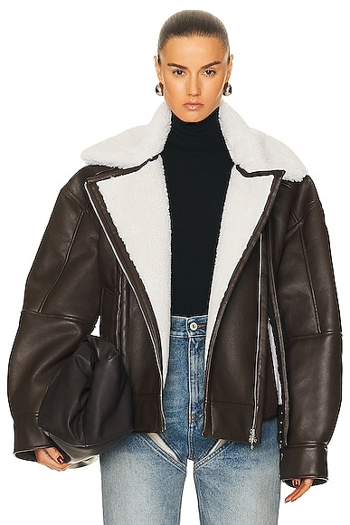 Faux Shearling Leather Jacket