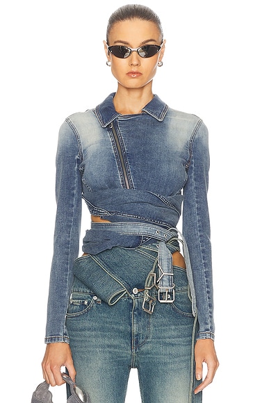Wrap Fitted Denim Jacket