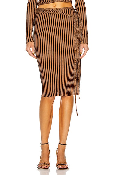 Y/Project Wrap Rib Skirt in Rust